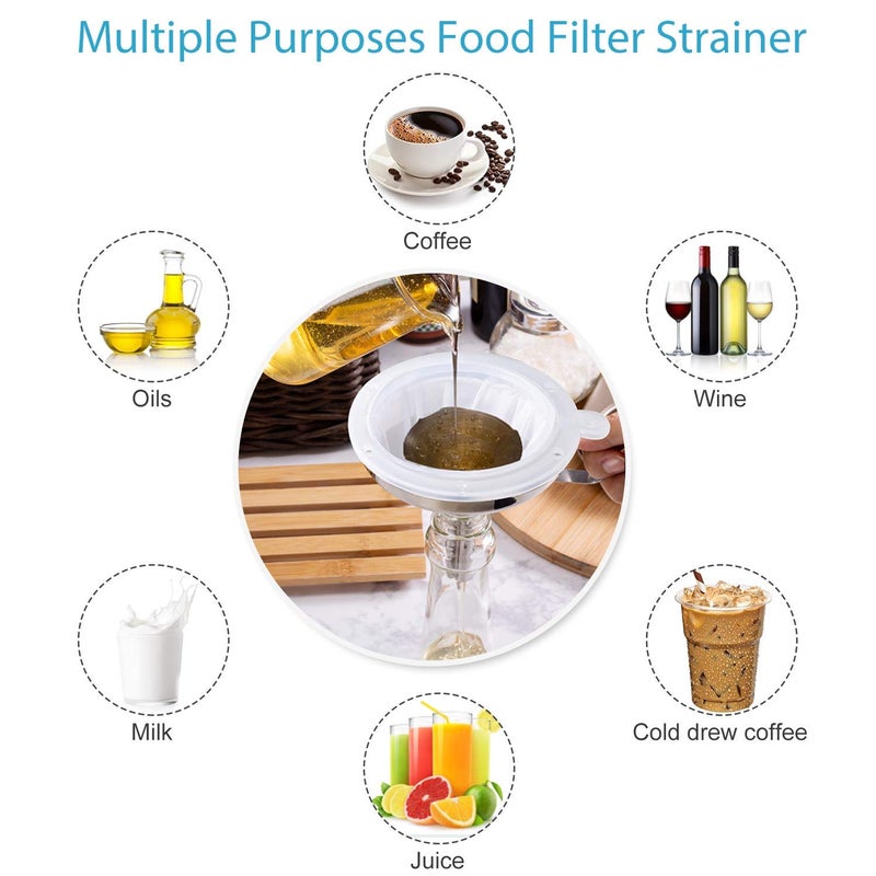 Toncoo 5.5-Inch Premium Food Filter Strainer, 200 Mesh Food Grade Filter Mesh, Tritan BPA Free Strainer Compatible with 5 Inch Kitchen Funnels, Ideal for Filtering Coffee, Juice, Oils, Wine, Soy Milk - Image 5